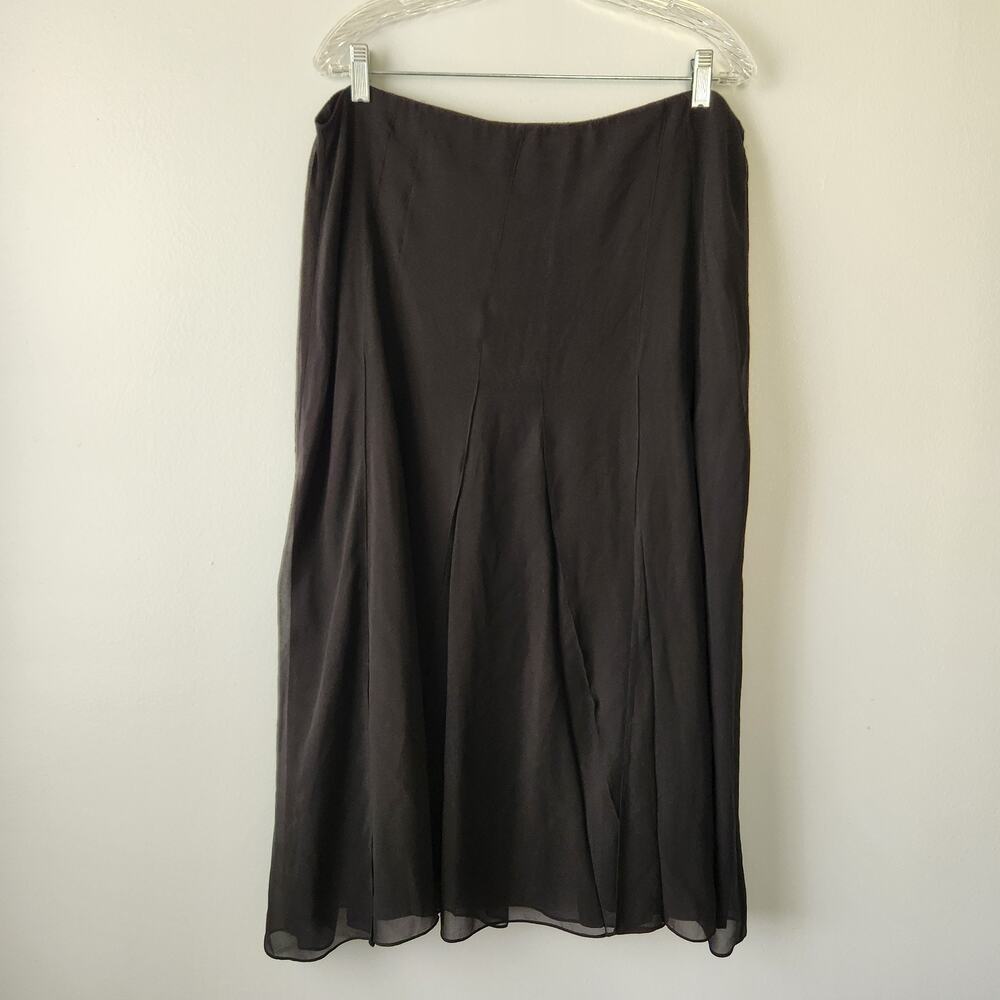 Eileen Fisher Pleated Maxi Skirt Women's XL Black Silk Quiet Luxury Whimsigoth